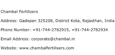 Chambal Fertilizers Address Contact Number