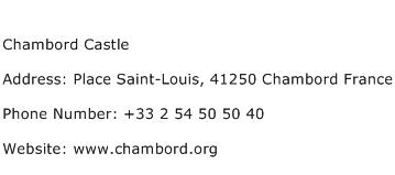 Chambord Castle Address Contact Number