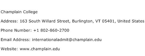 Champlain College Address Contact Number