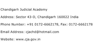 Chandigarh Judicial Academy Address Contact Number