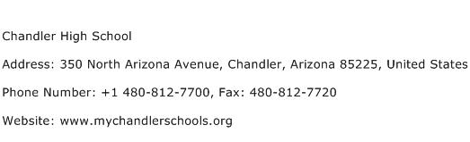 Chandler High School Address Contact Number