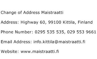 Change of Address Maistraatti Address Contact Number