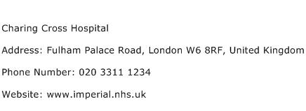 Charing Cross Hospital Address Contact Number