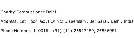 Charity Commissioner Delhi Address Contact Number