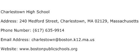 Charlestown High School Address Contact Number