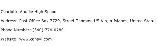 Charlotte Amalie High School Address Contact Number