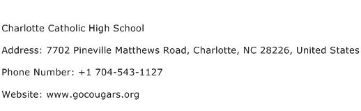 Charlotte Catholic High School Address Contact Number