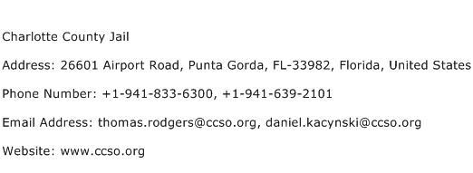 Charlotte County Jail Address Contact Number