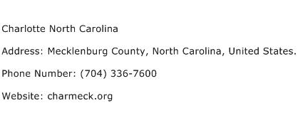 Charlotte North Carolina Address Contact Number