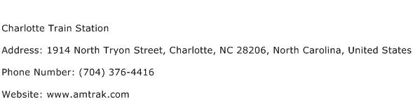 Charlotte Train Station Address Contact Number