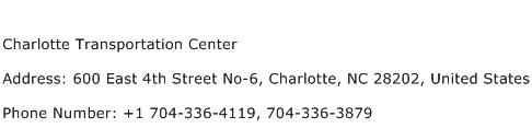Charlotte Transportation Center Address Contact Number