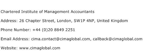 Chartered Institute of Management Accountants Address Contact Number