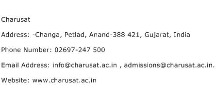 Charusat Address Contact Number