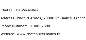 Chateau De Versailles Address Contact Number