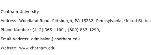 Chatham University Address Contact Number