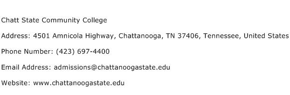 Chatt State Community College Address Contact Number