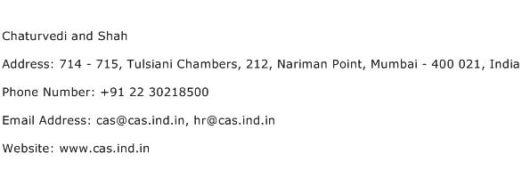 Chaturvedi and Shah Address Contact Number