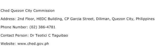 Ched Quezon City Commission Address Contact Number