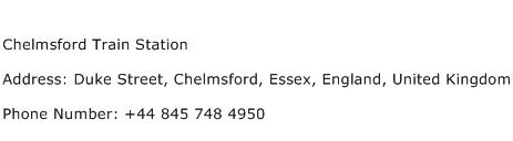 Chelmsford Train Station Address Contact Number