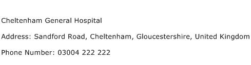 Cheltenham General Hospital Address Contact Number