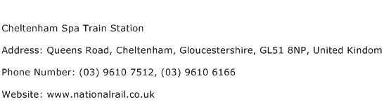 Cheltenham Spa Train Station Address Contact Number