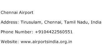 Chennai Airport Address Contact Number
