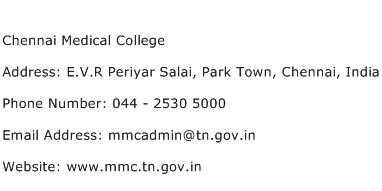 Chennai Medical College Address Contact Number