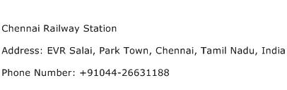 Chennai Railway Station Address Contact Number