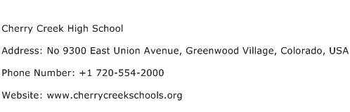 Cherry Creek High School Address Contact Number