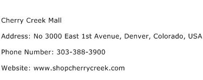 Cherry Creek Mall Address Contact Number