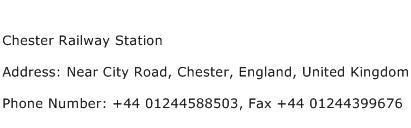 Chester Railway Station Address Contact Number