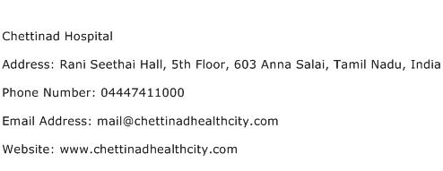 Chettinad Hospital Address Contact Number