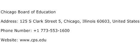 Chicago Board of Education Address Contact Number