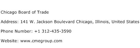 Chicago Board of Trade Address Contact Number