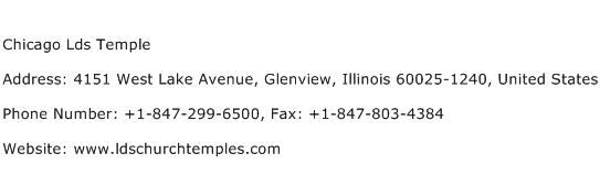 Chicago Lds Temple Address Contact Number