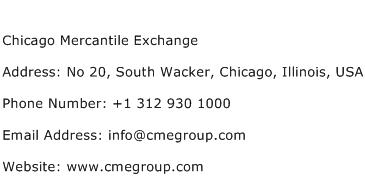 Chicago Mercantile Exchange Address Contact Number