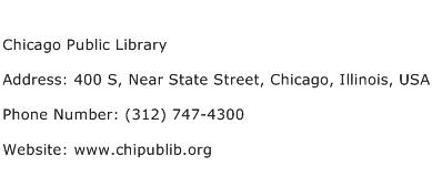 Chicago Public Library Address Contact Number