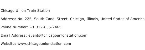Chicago Union Train Station Address Contact Number