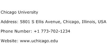 Chicago University Address Contact Number