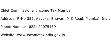Chief Commissioner Income Tax Mumbai Address Contact Number