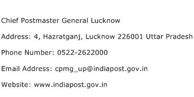 Chief Postmaster General Lucknow Address Contact Number