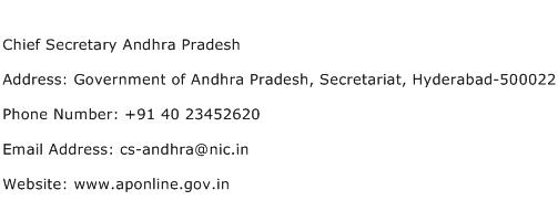 Chief Secretary Andhra Pradesh Address Contact Number