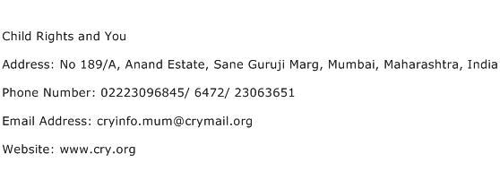 Child Rights and You Address Contact Number