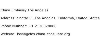 China Embassy Los Angeles Address Contact Number