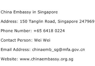 China Embassy in Singapore Address Contact Number