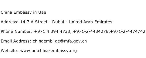 China Embassy in Uae Address Contact Number