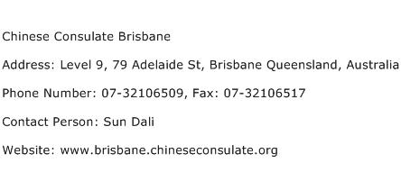Chinese Consulate Brisbane Address Contact Number