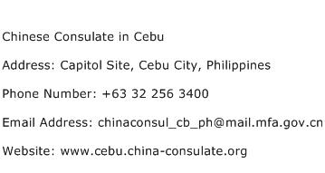 Chinese Consulate in Cebu Address Contact Number