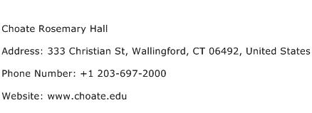 Choate Rosemary Hall Address Contact Number