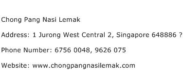 Chong Pang Nasi Lemak Address Contact Number